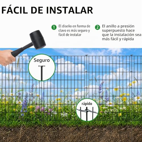 Valla de jardín de metal inoxidable con 5 paneles decorativos exteriores 5