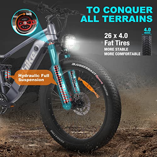 26 Inch Electric Bike For Adults 750W Bafang Fat Tire E-Bike 48V 17.5Ah Battery Mountain Ebike Shimano 8 Speed Snow Beach Electric Bicycle For Men Grey #TOP5