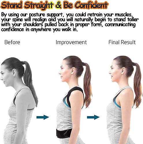 WONFAST Posture Corrector for Women and Men, Adjustable Back Straightener Posture Corrector,Upper Lower Back Brace Support Belt for Men Women Body Neck Shoulder Trainer (XXXL, Black)
