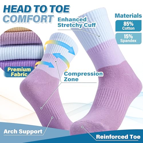 Image of ANTSANG Kids Boys Girls Athletic Cotton Socks,6 Pairs Youth Teen Crew Socks