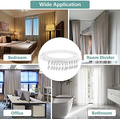 Bendable Curtain Rail for Bay Window 3m/9.8Ft Flexible Curved Ceiling Curtain Track Wall Mount Heavy Duty Plastic Curtain Rails for Bed RV Curtain Track System Room Divider