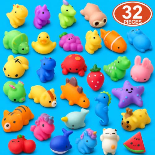 Image of nobasco Squishies, 32 Pack Mochi Squishy Toys - Kawaii Cat Squishys Slow Rising Animals - Party Favors, Goodie Bag, Birthday Gifts, Mini Squishies Stress Reliever Toy