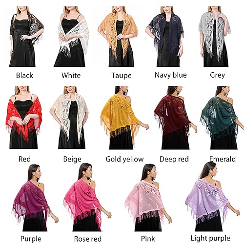 Ralcosuss Women’s Lace Pashmina Shawl Wrap for Evening Dress Triangle Soft Scarf Wedding Bridal Bridesmaid Shawl Scarves4