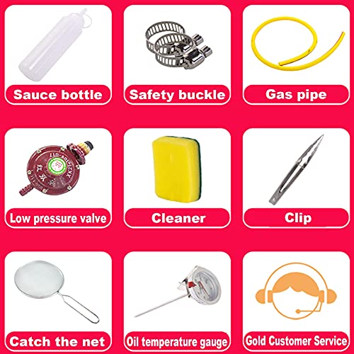 Gasfritteuse Multifunktions-Gasfritteuse, 22 l Edelstahl-Fritteuse mit großem Fassungsvermögen, kommerzielle Pommes-Frites-Maschine mit 2 Körben und Deckeln, einstellbare Feuerkraft, für Pom – Bild 8