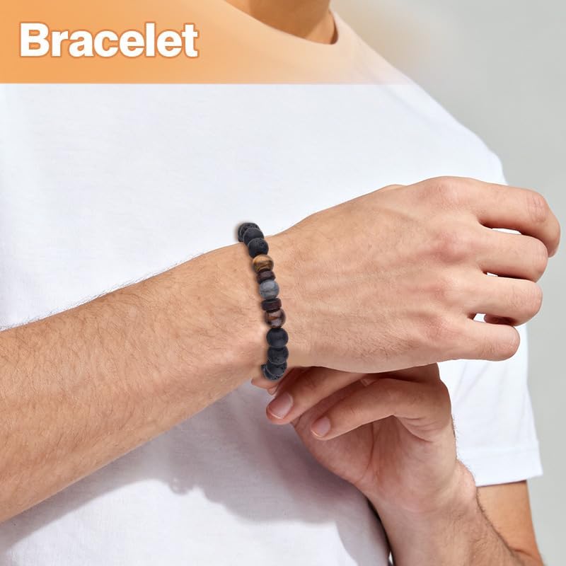 Healing Bracelet Gifts for Son from Mom Dad Sons Birthday Christmas Gift to My Son Love You to the Moon Back Black Moonstone Confirmation Bracelets Positive Spiritual Protection Gifts for Men - Image 3