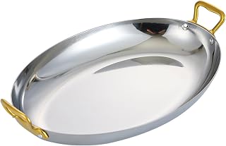 Stainless Steel Spanish Paella Pan with Dual Rivet Handles, Nonstick Seapot Paella Cookware, Skillet for Homes or Restaurants/Silver/30Cm
