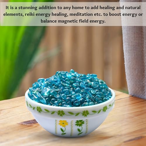 Image of Amazing Gemstone Aqua Aura Quartz Crystal Chips Aquarium Gravel Rocks - Aura Quartz Chips Bulk Fish Tank Gravel, Small Tumbled Stone Chips, Tiny Crystals for Decoration (Natural AAA Grade Gemstones)