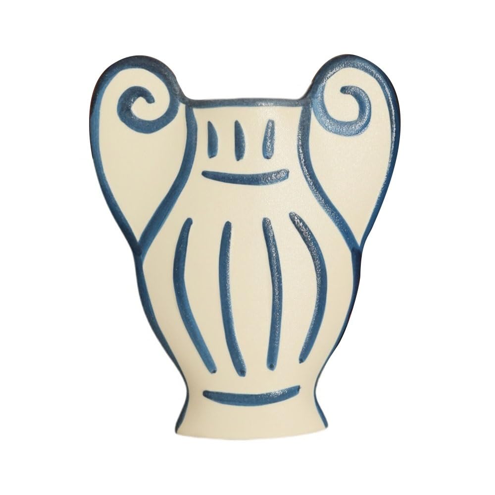 Wazony z kwiatami Wazon w stylu greckim z uroczym wzorem rzymskiej kolumny, ręcznie robiony ceramiczny pojemnik na kwiaty, ozdoba do domu(Duży)