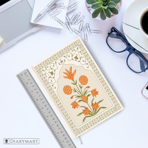 Image of Hard Bound Notebook for Girls & Women | A5 Ruled Journal | 192 Pages | 80 GSM Premium Paper | Designer Laminated Cover | Ribbon Bookmark | Notebook for School, College, Office, Journaling & Note Taking (DM4013)