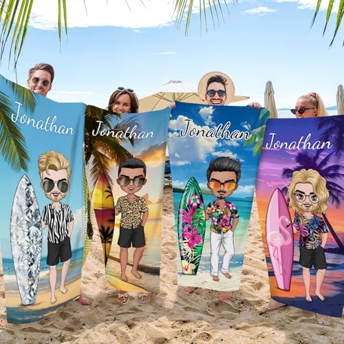MJARTORIA Personalisiert Strandtuch Microfaser Badetuch Groß mit Namen Herren, BFF Dress-Up Beach Towel Handtuch Stranddecke Schnelltrocknend für Reise Schwimmen Fitness MJARTORIA Personalisiert Strandtuch Microfaser Badetuch Groß mit Namen Herren, BFF Dress-Up Beach Towel Handtuch Stranddecke Schnelltrocknend für Reise Schwimmen Fitness