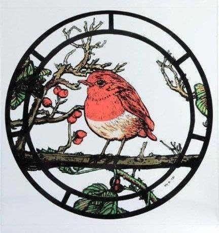 Winged Heart Static Window Cling in a Fat Robin Design.