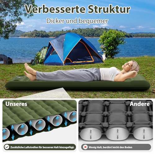 MAMBAKOTR Isomatte Selbstaufblasend Feldbett Luftmatratze Camping Matratze Campingbett Aufblasbare Zelt Camp Bett Isomatten Strandmatte… – Ansicht 2