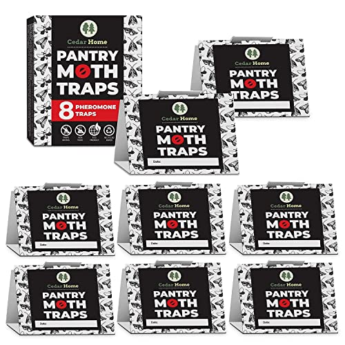 Cedar Home Pantry Moth Traps 8-Pack With Pheromones | Long Lasting, Safe, Non-Toxic & No Insecticides | Sticky Glue Pheromone Trap For Kitchen Pantry Moths | U.s.a. Seller #TOP13