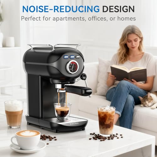 Image of XIXUBX Espresso Machine 20 Bar, Compact Coffee Maker with Milk Frother Steam Wand Professional Espresso Coffee Machine with Removable Water Tank, Latte Cappuccino Machine for Home Office Use