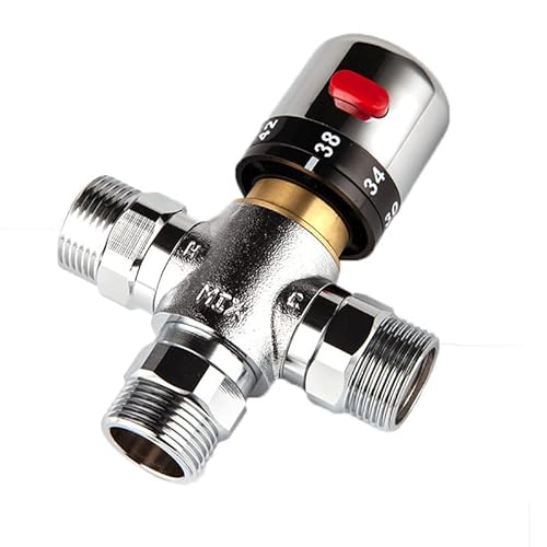 Mitigeur Robinet Thermostatique à 3 Voies en Laiton Massif avec Cartouche et Contrôle de Température pour Tuyau de Lavabo