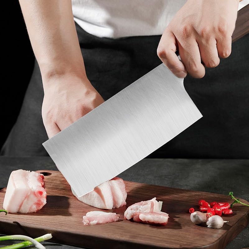 Meat Cleaver,Cleaver Knife 7 Inch Stainless Steel Kitchen Knives For Home Use Sharp Bone Cutting And Slicing Knives, LAMAJIGA5844