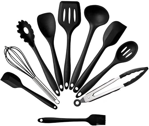 HKISIT 868758 - Juego de utensilios de cocina de silicona, 10 piezas, antiadherentes, resistentes al calor, para cocinar, hornear, herramientas de HKISIT 868758 - Juego de utensilios de cocina de silicona, 10 piezas, antiadherentes, resistentes al calor, para cocinar, hornear, herramientas de