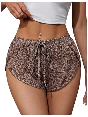 Image of MakeMeChic Women's Pajama Bottoms Floral Print Tie Front Micro Short Side Slit Summer Lounge Shorts