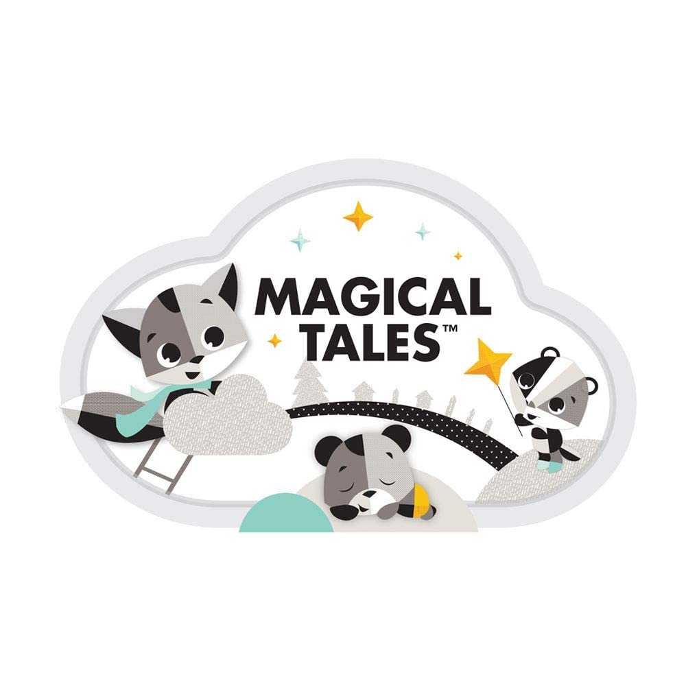 Tiny Love Black & White Gymini, 2-in-1 Spielmatte Baby mit Musik, 0+ Monate, Spieldecke Baby, 18 Aktivitäten, interaktive Musikspielfigur, kontrastreiches Babybuch, verstellbare Bögen, Magical Tales