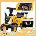 Qaba 2 in 1 Ride on Tractor for Kids, Caterpillar Licensed Ride on Excavator with Shovel & Detachable Trailer, No Power Ride on Push Car for 18-36 Months, Yellow