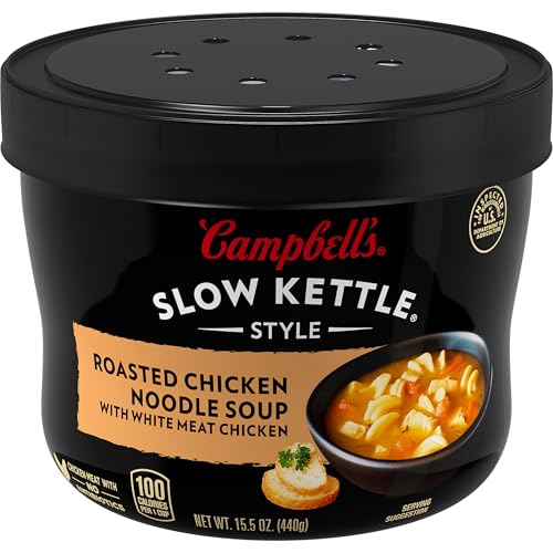 Campbell's Slow Kettle Style Roasted Chicken Noodle Soup with White Meat Chicken, 15.5 oz. Tub