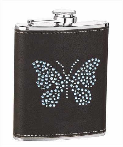 FJX Wholesale HFL-SP048 6oz Black Wrap Butterfly Flask