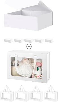 13.5x9x4.1 Inches Large White V Shaped Closure 6 Gift Boxes and 5 Clear Gift Boxes