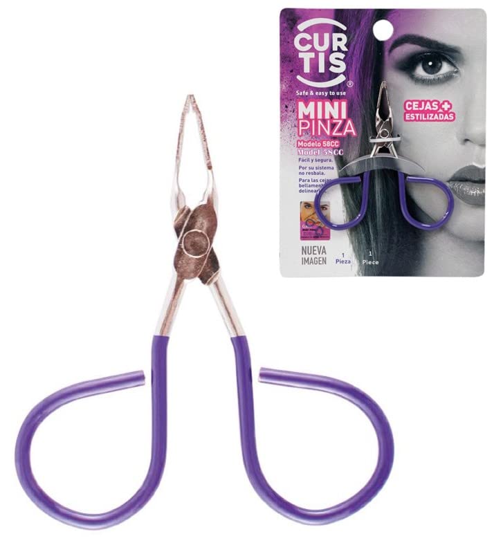 PROFESSIONAL Mini TWEEZERS with Easy Scissor Handle, The BEST PRECISION EYEBROW TWEEZERS Men/Women; PORTABLE Beauty Tools for Facial Hair, Ingrown Hair, Blackhead; 58CC Purple MADE IN MEXICO
