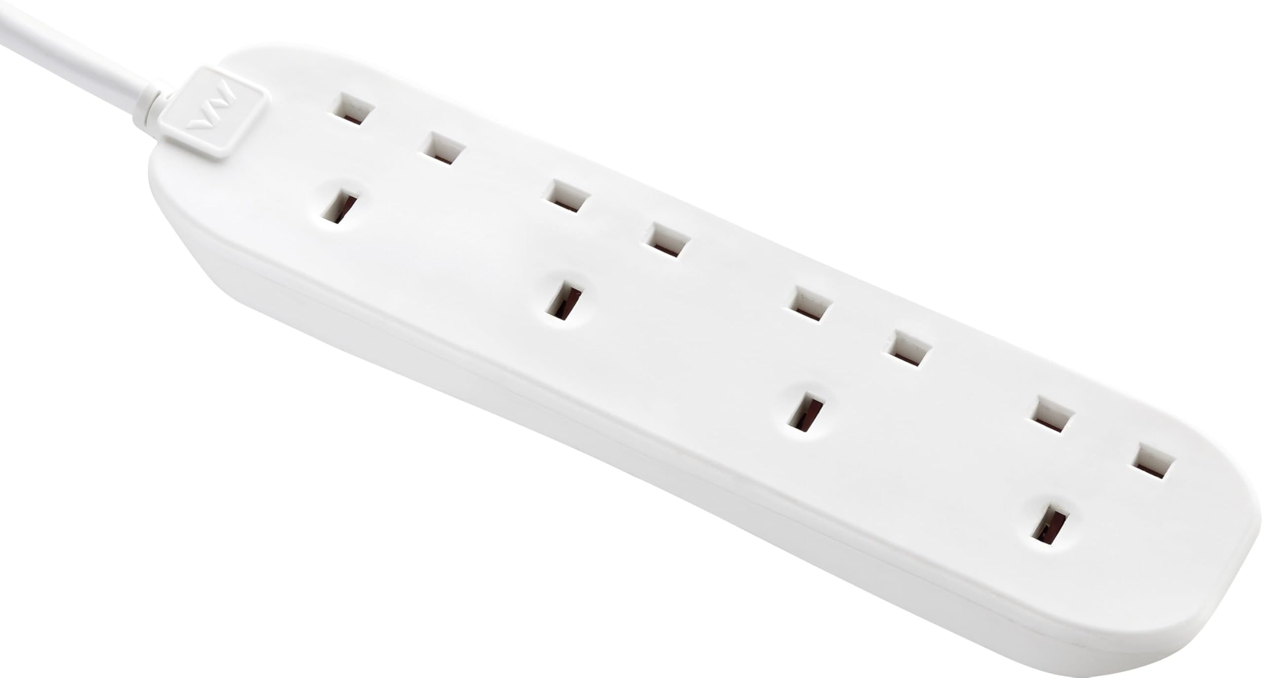 Four Socket Extension Lead, 1 Metre Cable, Unswitched, 4-Way Plug Extension Cable, Power Strip, Basic Power, White, 13A, 4G, 1m, BFG110N