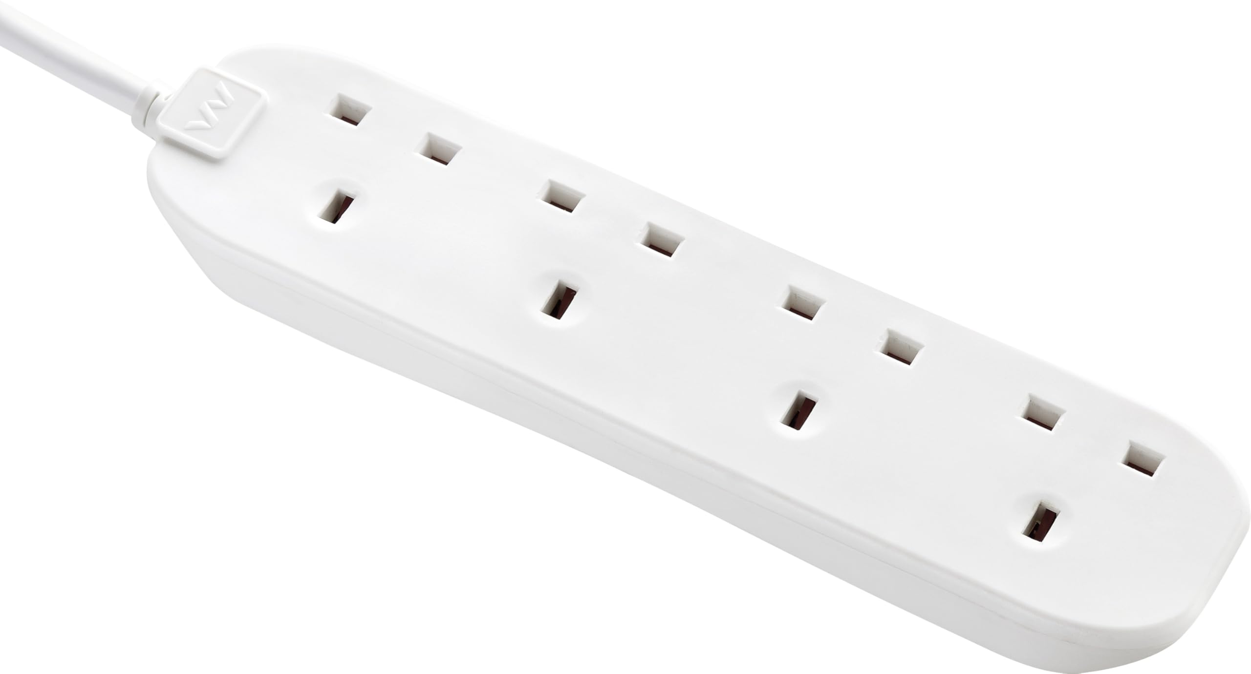 Masterplug Four Socket Extension Lead, 1 Metre Cable, Unswitched, 4-Way Plug Extension Cable, Power Strip, Basic Power, White, 13A, 4G, 1m, BFG110N