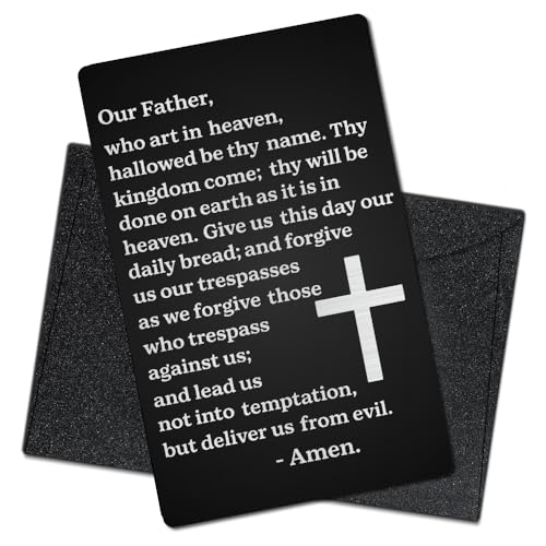 Our Father Who Art In Heaven Hallowed Be Thy Name Wallet Card, Lord's Prayer Engraved Metal Wallet Insert Card, Family Religious Bible Verse Gifts for Christian Friends- First Communion