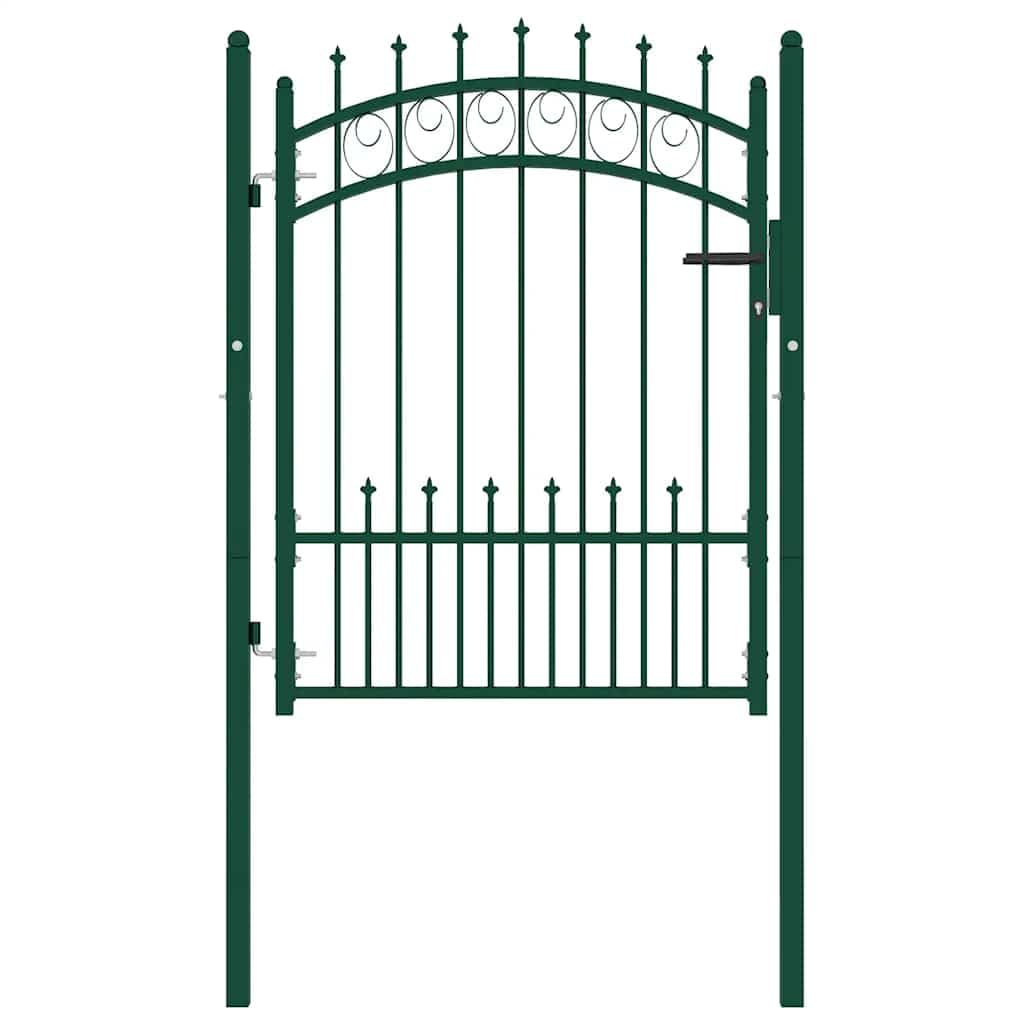 vidaXL Zauntor mit Spitzen Gartentor Hoftor Gartentür Gartenpforte Hoftür Zauntür Gartenzaun Tor Tür Pforte Metalltor Stahl 100x125cm Grün