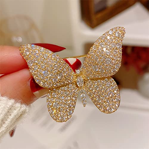 Image of Luxury Butterfly Full CZ Brooches Pins Sparkly Crystal Animal Brooch Classic for Wedding Party Dance Banquet for Women Ladies Dainty Elegant Beautiful Girls Minimalist Lapel Pins Dress Suit Ceremony Clothes Accessories Jewelry Mother's Day Valentine's Day Decor Christmas Gifts