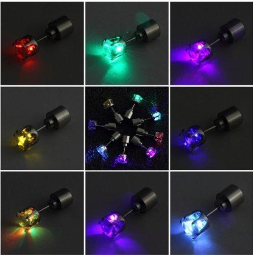 Whobabe LED Ohrringe Leucht Ohrstecker Ohrringe RGB Farbwechsel bunt leuchtende Ohringe mit Licht