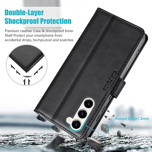 Kuafcase for Samsung S23 Case, 4 Card Slots Kickstand Magnetic Closure Protective Phone Case for Samsung Galaxy S23 5G - Black Kuafcase for Samsung S23 Case, 4 Card Slots Kickstand Magnetic Closure Protective Phone Case for Samsung Galaxy S23 5G - Black