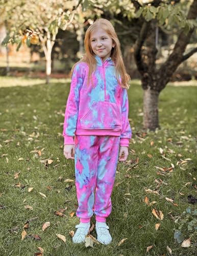 Image of Arshiner Girls 2 Piece Outfits Sweatsuit Half Zip Sweatshirt and Sweatpants | Fall Winter, Drop Shoulder Long Sleeve, Thumbhole Hoodies, with Sweatpant, Jogger Set, Sweat Set, Tracksuits with Pockets