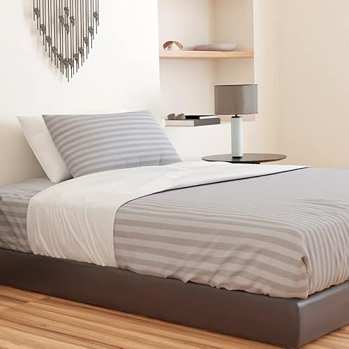 Miniatura 1 de Juego de sábanas de 3 piezas de algodón tamaño individual XL, 100% algodón con bolsillos profundos de 16 pulgadas, sábanas de tejido satén de fácil