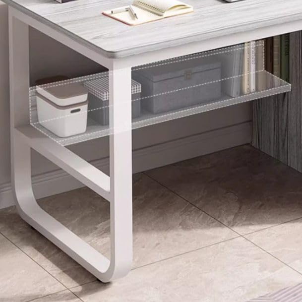 Moderna scrivania per computer in legno bianco, elegante tavolo da studio salvaspazio per casa e ufficio, postazione di lavoro compatta (120,7 x 50,8 x 73,7 cm (lunghezza x larghezza x altezza