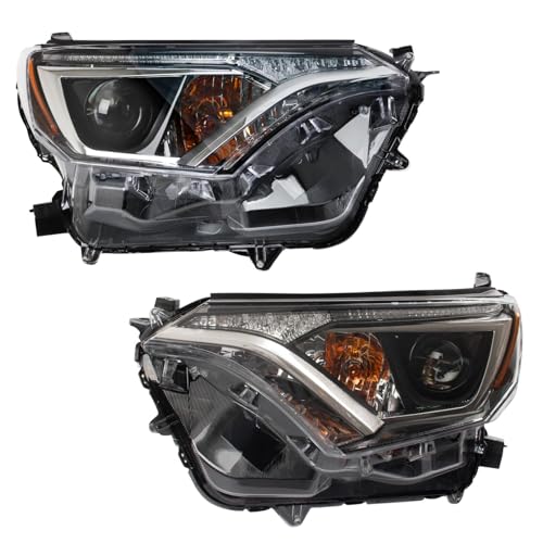 Image of TRQ 2 Piece Headlight Assembly Set Halogen Driver & Passenger Side Compatible with Toyota Rav4 2016-2018 North American Built TO2502247 TO2503247 811100R080 811500R080