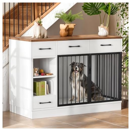 Stylish Wooden Dog Crate with Storage