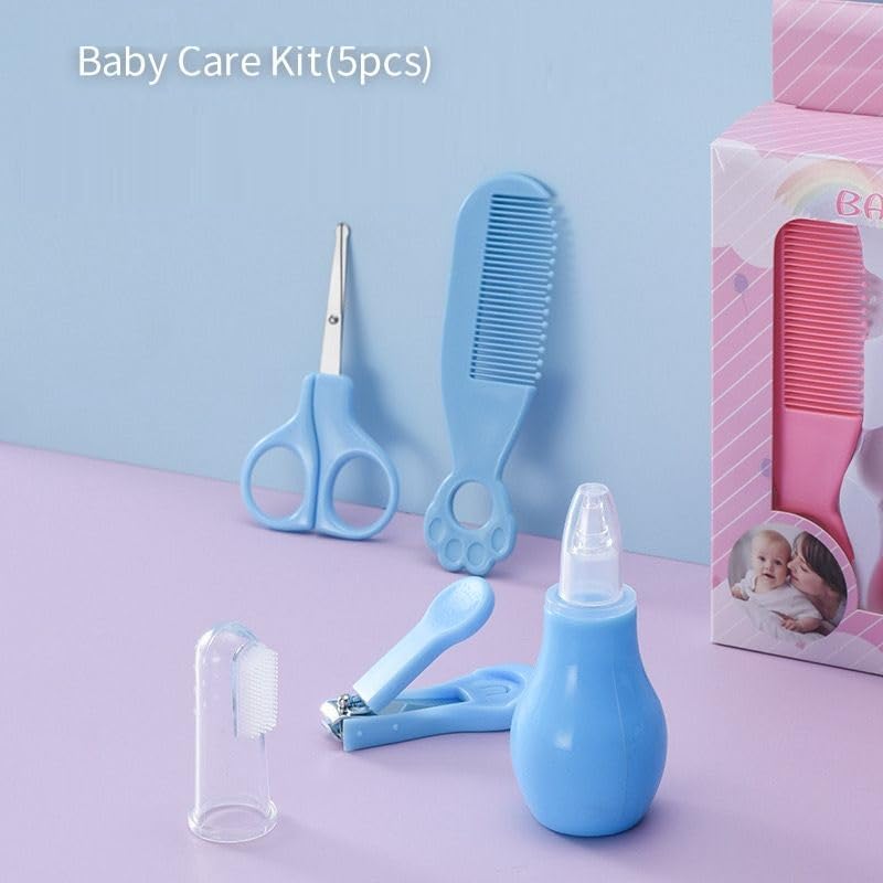 Image of Episkey 5 In1 Baby Grooming Kit for New Born Baby, Infants, Toddlers | Portable Grooming Kit With Baby Hair Brush, Comb, Baby Nail Scissor, Baby Nail Cutter, Tweezer, Nail Filer (Blue, Pack of 1) (BABY KIT 5PCS)