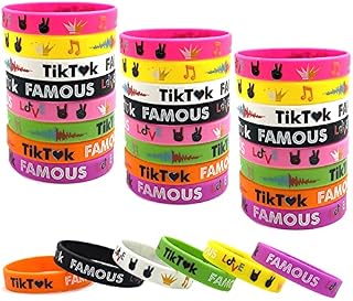 24 pack Tik Tok Silicone Bracelet Music wristbands Toys For Party Supplies Themed Tik Tok Famous Party Favors for Adults and Kid