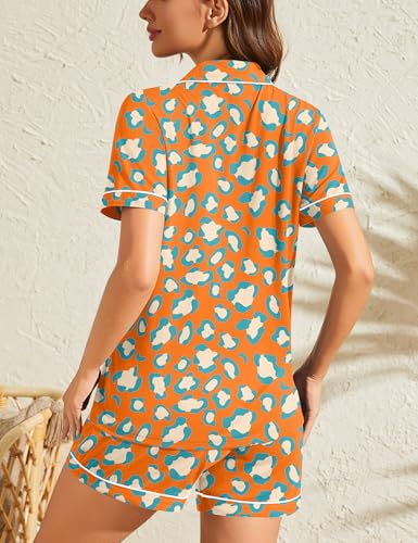 Image of SWOMOG Womens Button Down Pajamas Set Short Sleeve Sleepwear Bride Soft Pj Lounge Sets XS-3XL