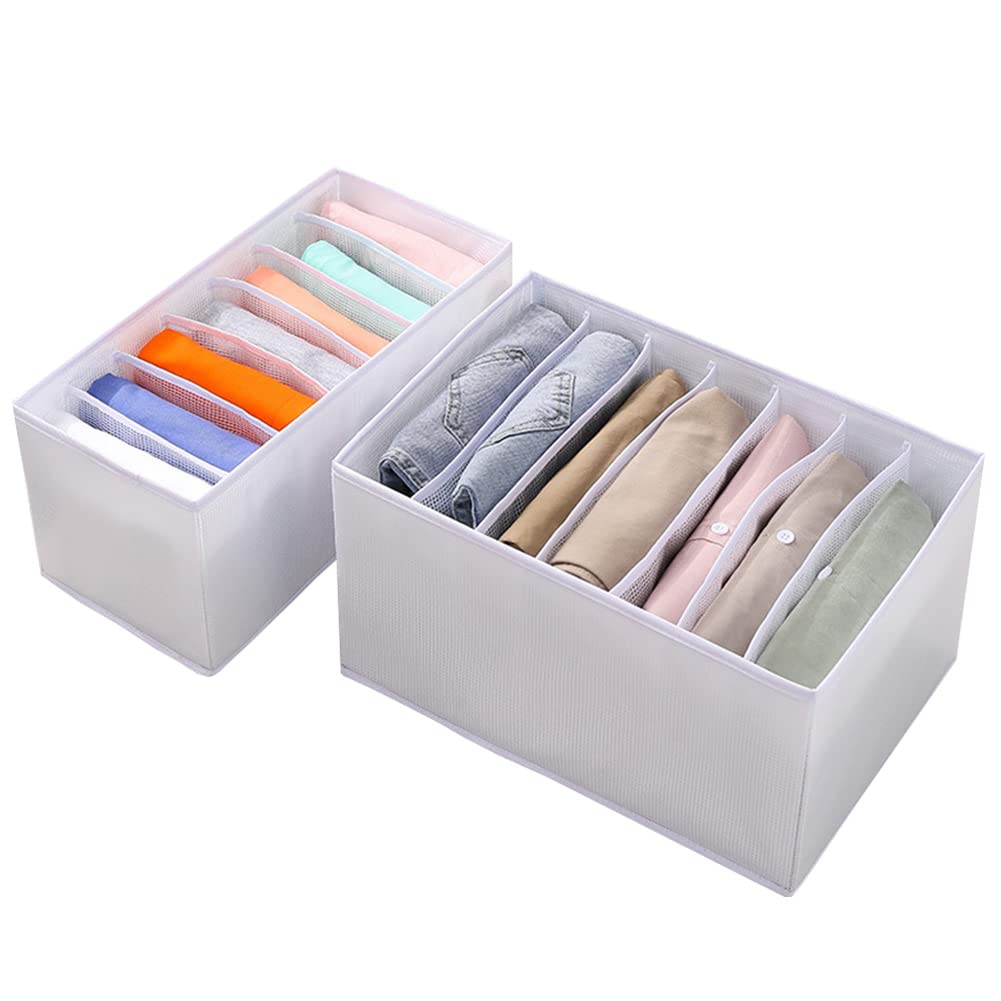Garde-Robe Organisateur de vêtements pour tiroirs Organisateur de tiroir Lavable Respirant Jeans Compartiment Boîte de Rangement 7 grilles Pliable Mesh Tissu Boîte de séparation pour Chambre