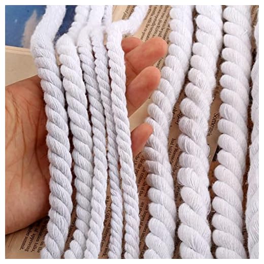 Bomullsmakrame-snöre 328 fot/100 meter, tjockt 3-trådigt tvinnat naturligt makrame-rep,Macrame Cord för väggupphängning, Gör-det-själv sticka trädgårdsväxthängare,White-9mm