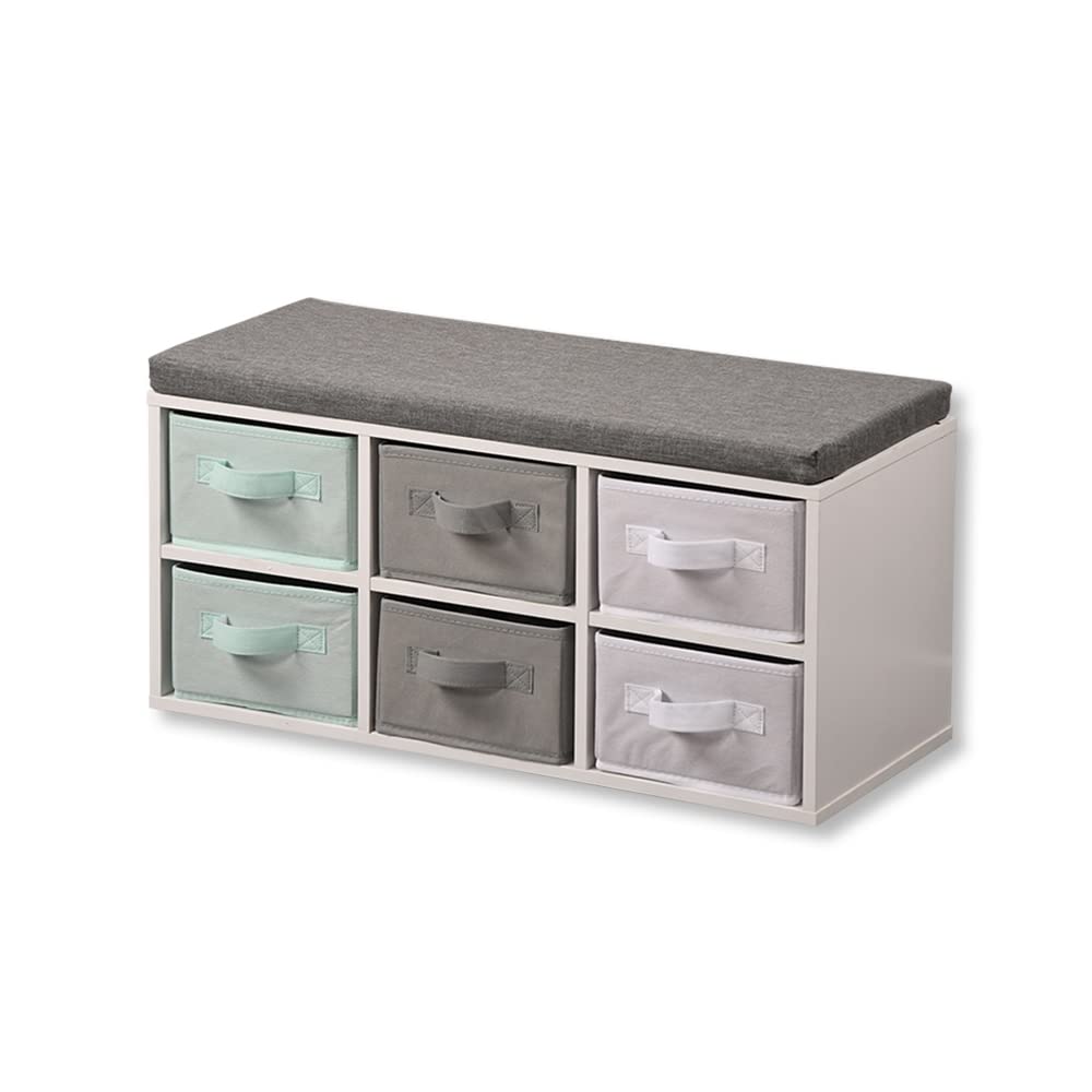 Kesper | Banc pour enfants avec boîtes de rangement, matériau: panneau de particules, dimensions: l:68 x h:29,5 x p:33 cm, couleur: blanc| 17729 13