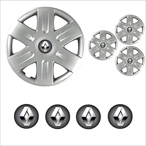 Jogo Calota Aro 15 Sandero Logan Scénic 2008 à 2011 Renault + Emblema Resinado