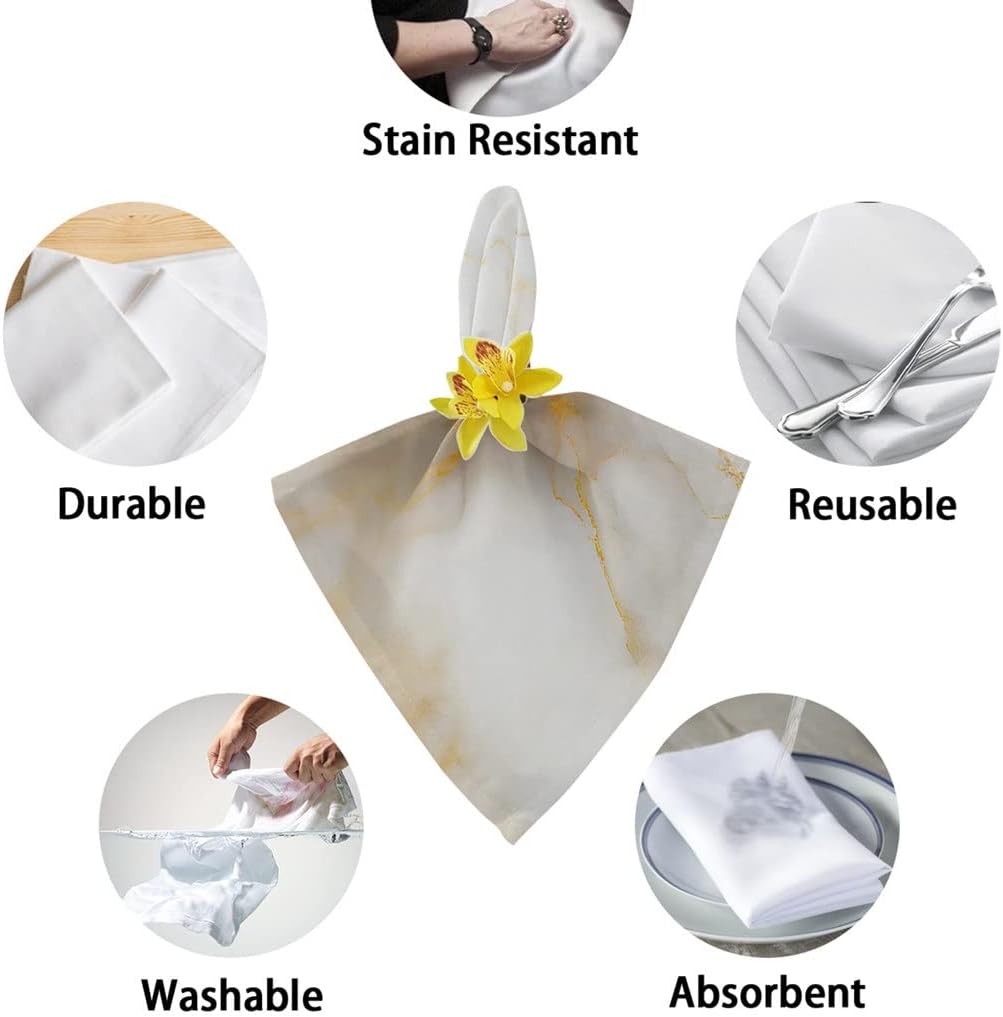 Marble Texture White Table Napkin Set Wedding Banquet Cloth Soft Tea Towels Dinner Handkerchief