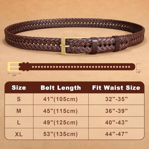Men Faux-leather Belts Woven Braided Belt with Adjustable Metal Buckle for Casual Jeans Dress Pants3
