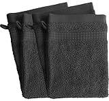 Lot de 4 Gants de Toilette - 100% Coton - 450 GR/m2 - Anthracite...